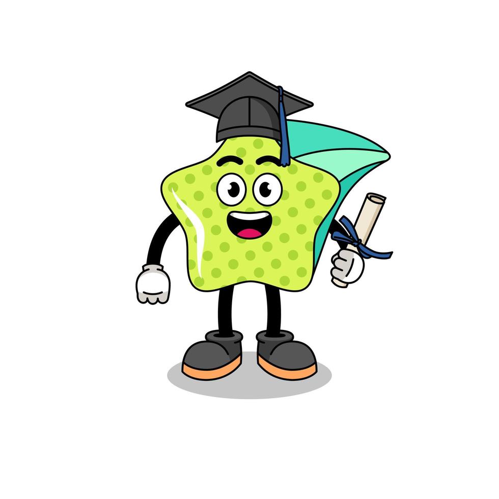 shooting star mascot with graduation pose vector