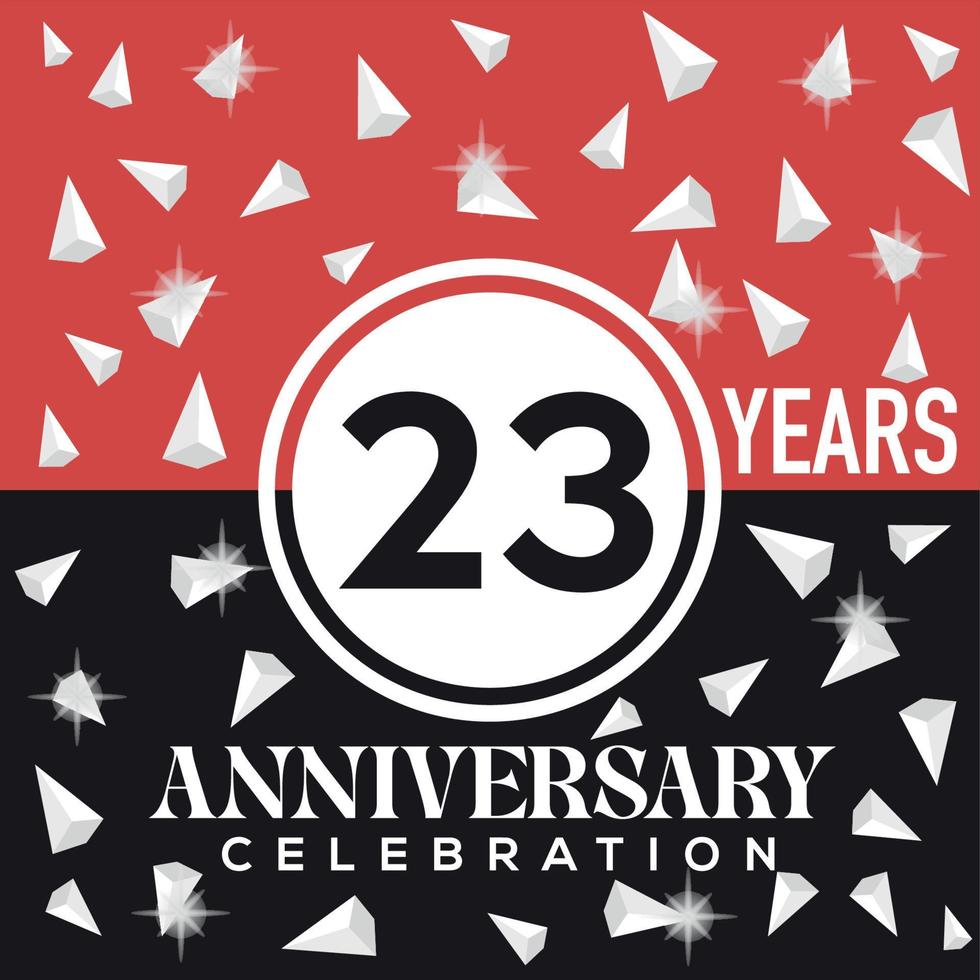 celebrando 23 años aniversario logo diseño con rojo y negro antecedentes vector