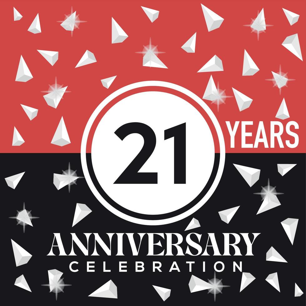 Celebrating 21st years anniversary logo design with red and black background vector