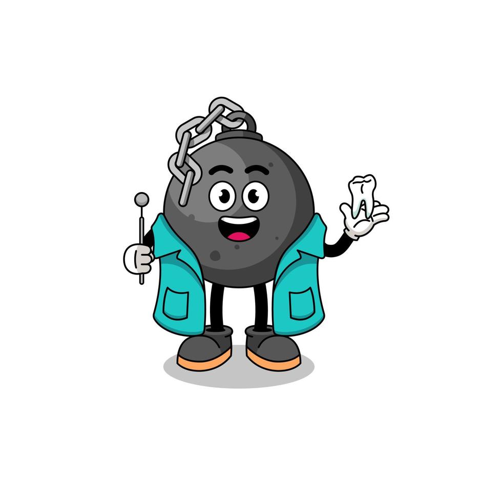 Illustration of wrecking ball mascot as a dentist vector