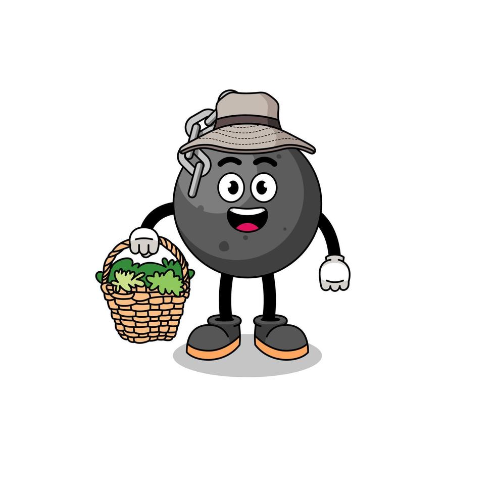 Character Illustration of wrecking ball as a herbalist vector
