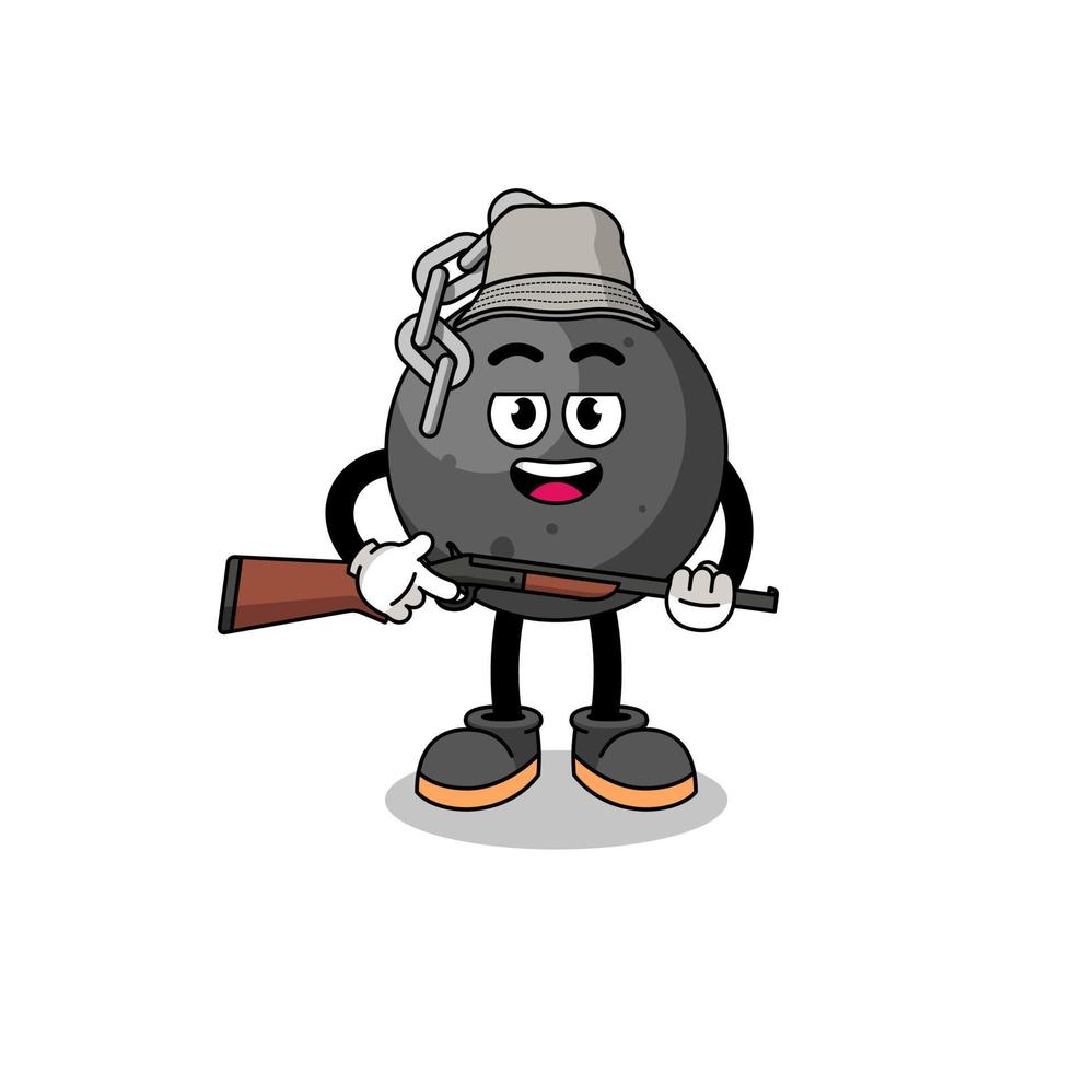 Cartoon Illustration of wrecking ball hunter vector