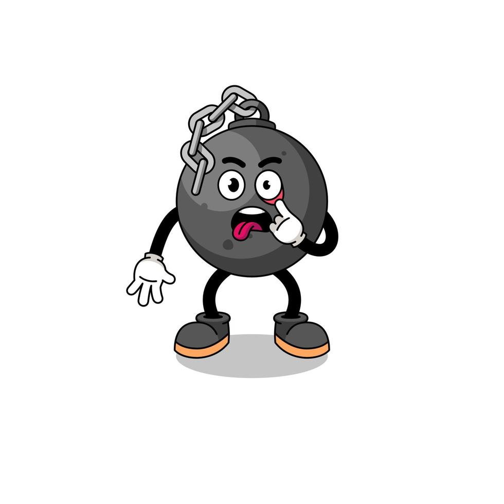 personaje ilustración de destrozando pelota con lengua pega fuera vector