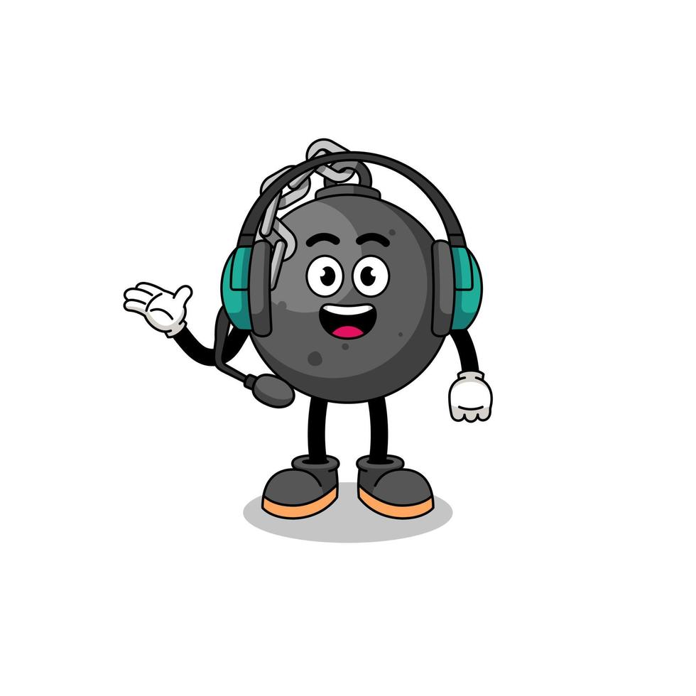 Mascot Illustration of wrecking ball as a customer services vector