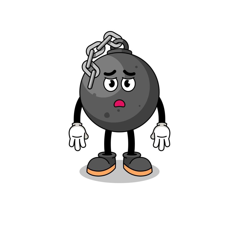 wrecking ball cartoon illustration with sad face vector