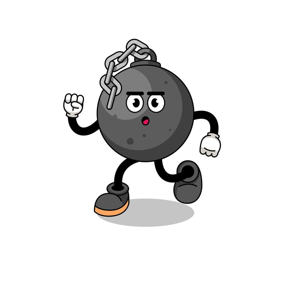 running wrecking ball mascot illustration vector