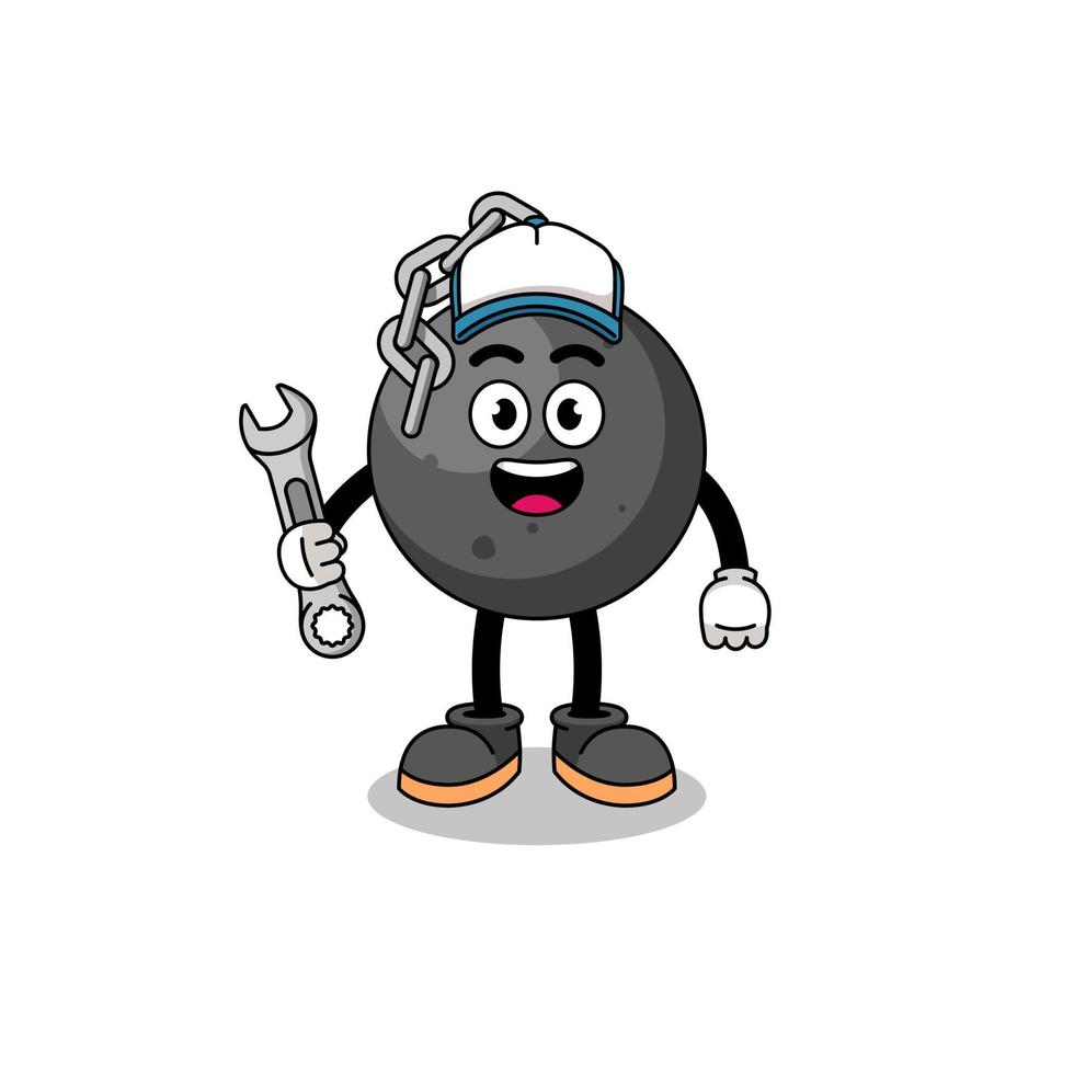 wrecking ball illustration cartoon as a mechanic vector