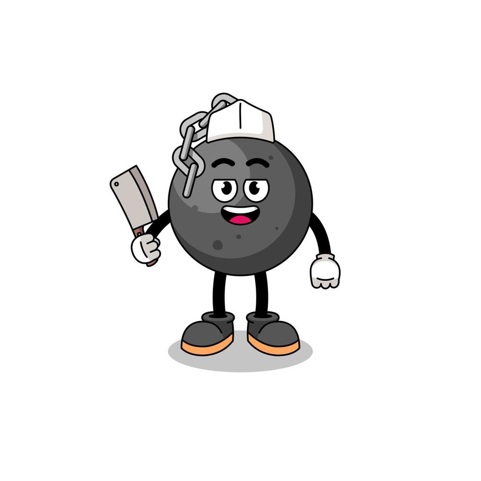 Mascot of wrecking ball as a butcher vector