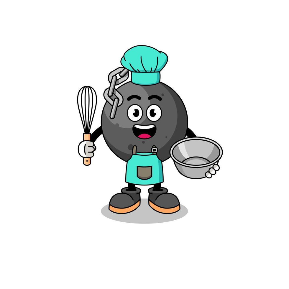 Illustration of wrecking ball as a bakery chef vector