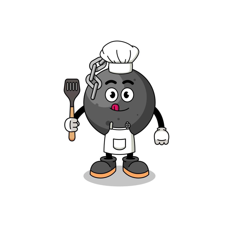 Mascot Illustration of wrecking ball chef vector