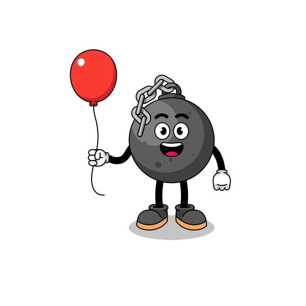 Cartoon of wrecking ball holding a balloon vector
