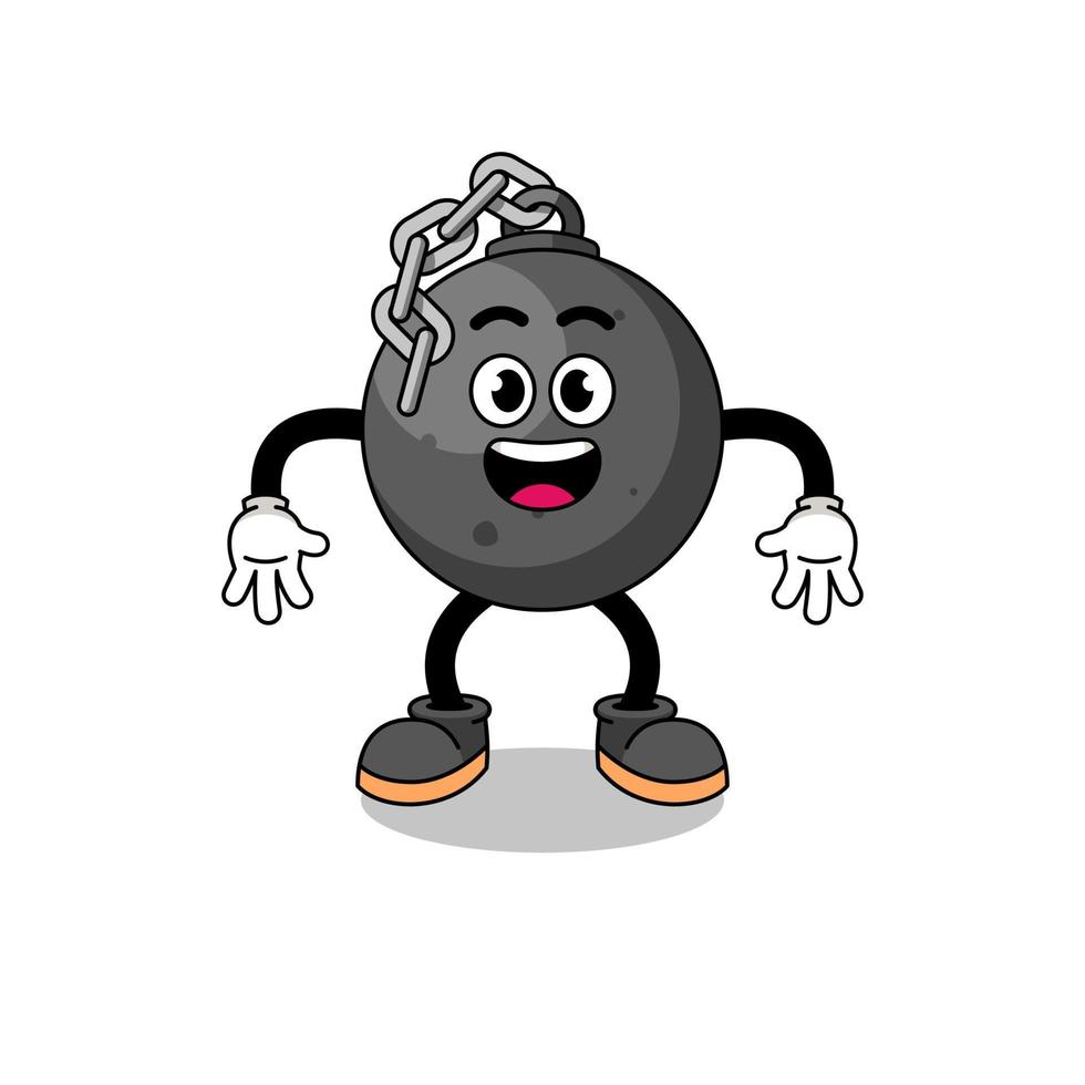 wrecking ball cartoon with surprised gesture vector