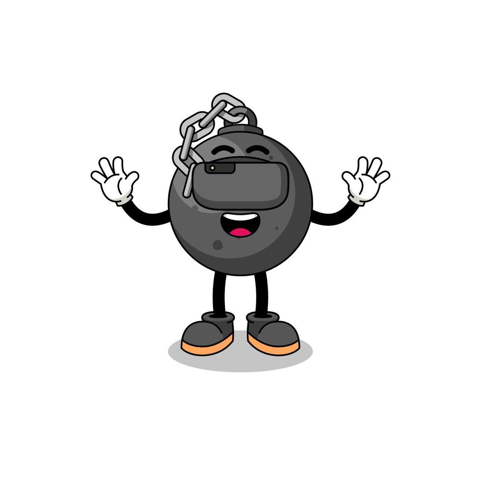 Illustration of wrecking ball with a vr headset vector