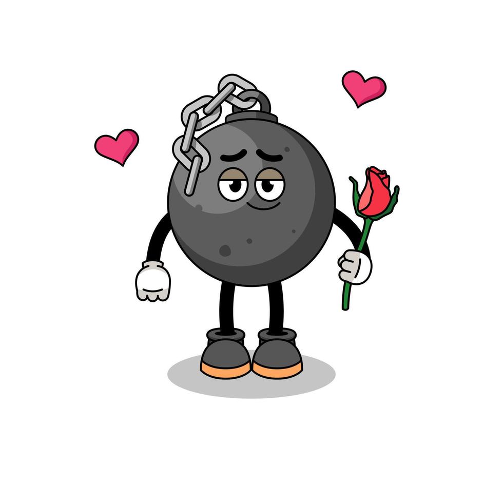wrecking ball mascot falling in love vector
