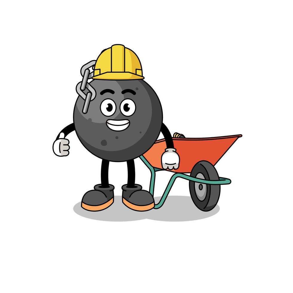 wrecking ball cartoon as a contractor vector