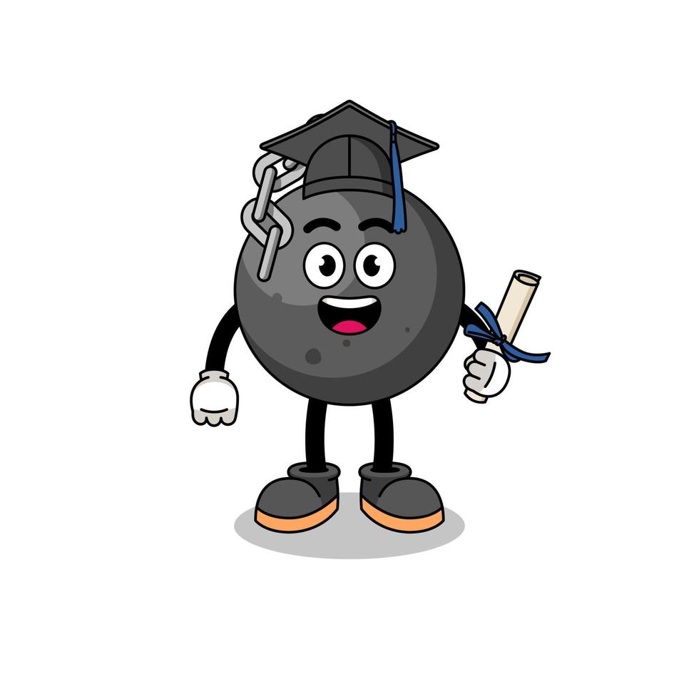 wrecking ball mascot with graduation pose vector