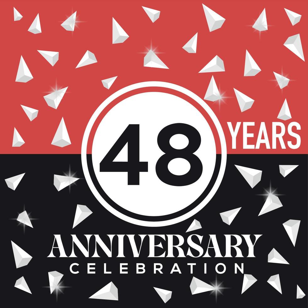 Celebrating 48 years anniversary logo design with red and black background vector