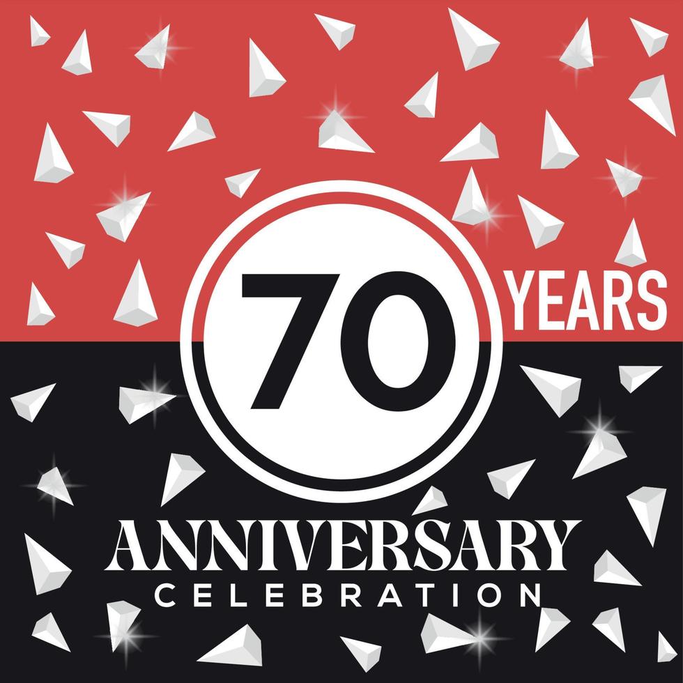 Celebrating 70 years anniversary logo design with red and black background vector