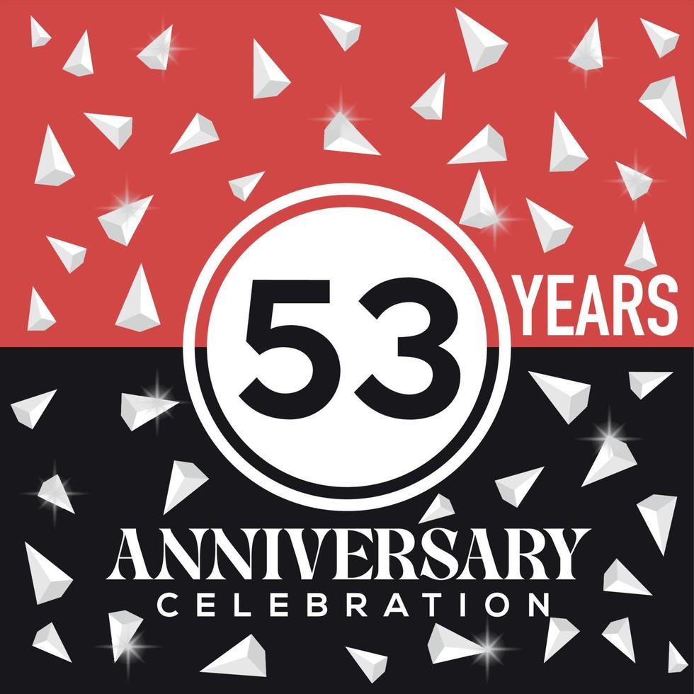 Celebrating 53rd years anniversary logo design with red and black background vector