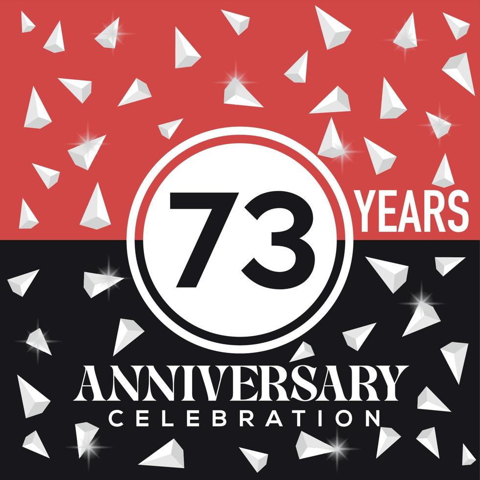 celebrando 73 años aniversario logo diseño con rojo y negro antecedentes vector