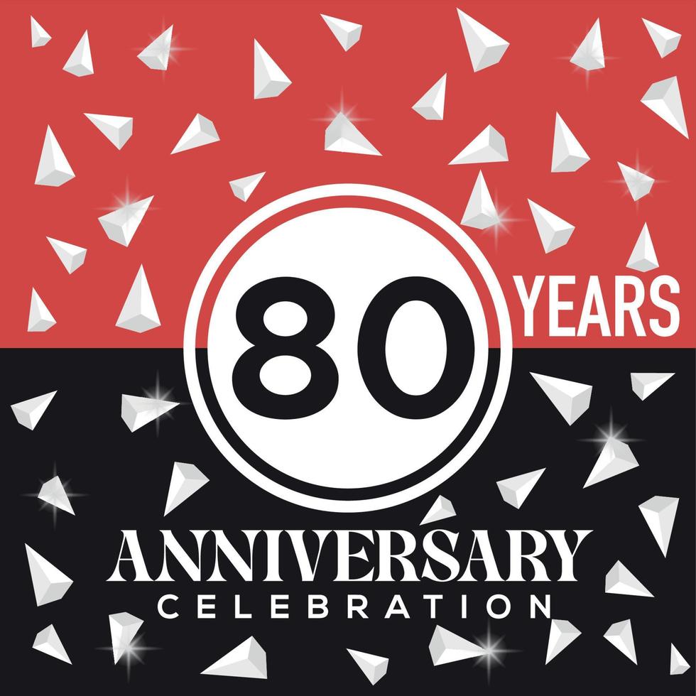 Celebrating 80 years anniversary logo design with red and black background vector