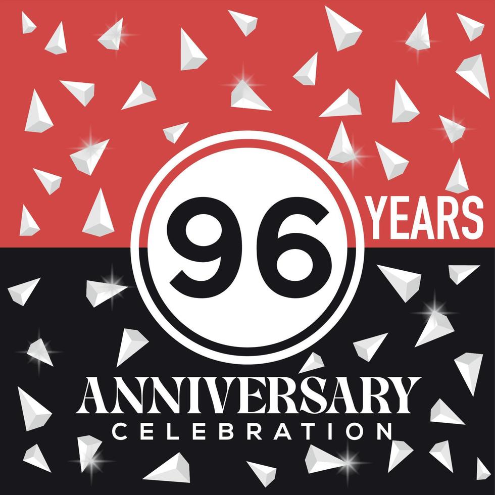 celebrando 96 años aniversario logo diseño con rojo y negro antecedentes vector