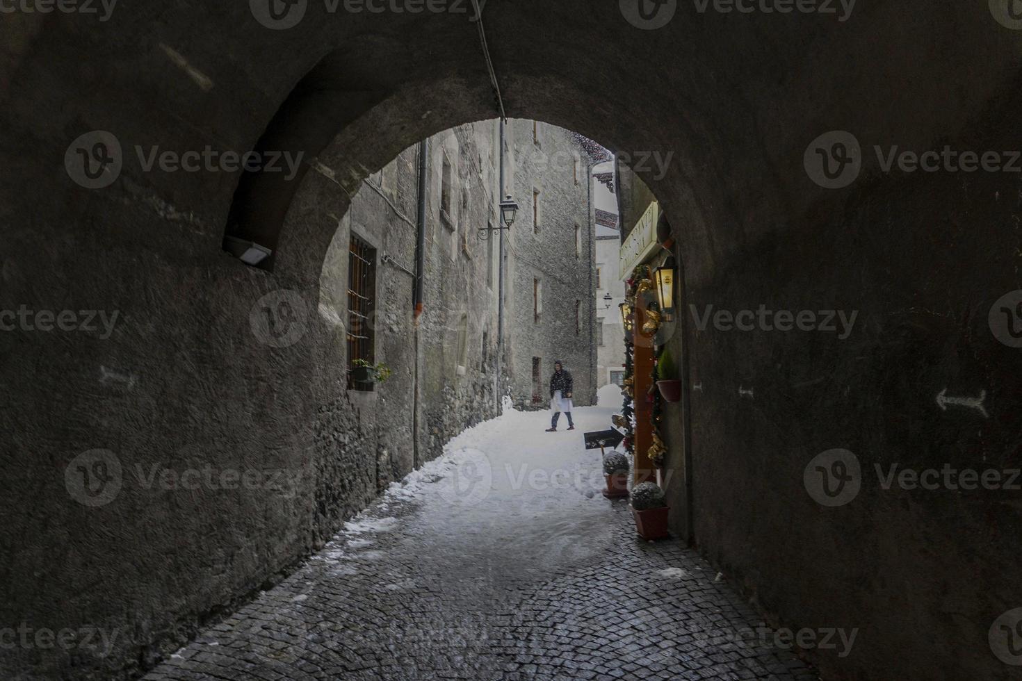 Bormio Medieval village Valtellina Italy under the snow in winter photo