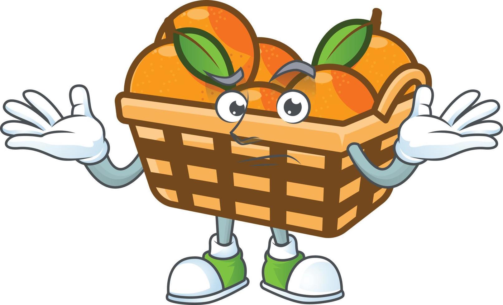 Basket oranges cartoon character style vector