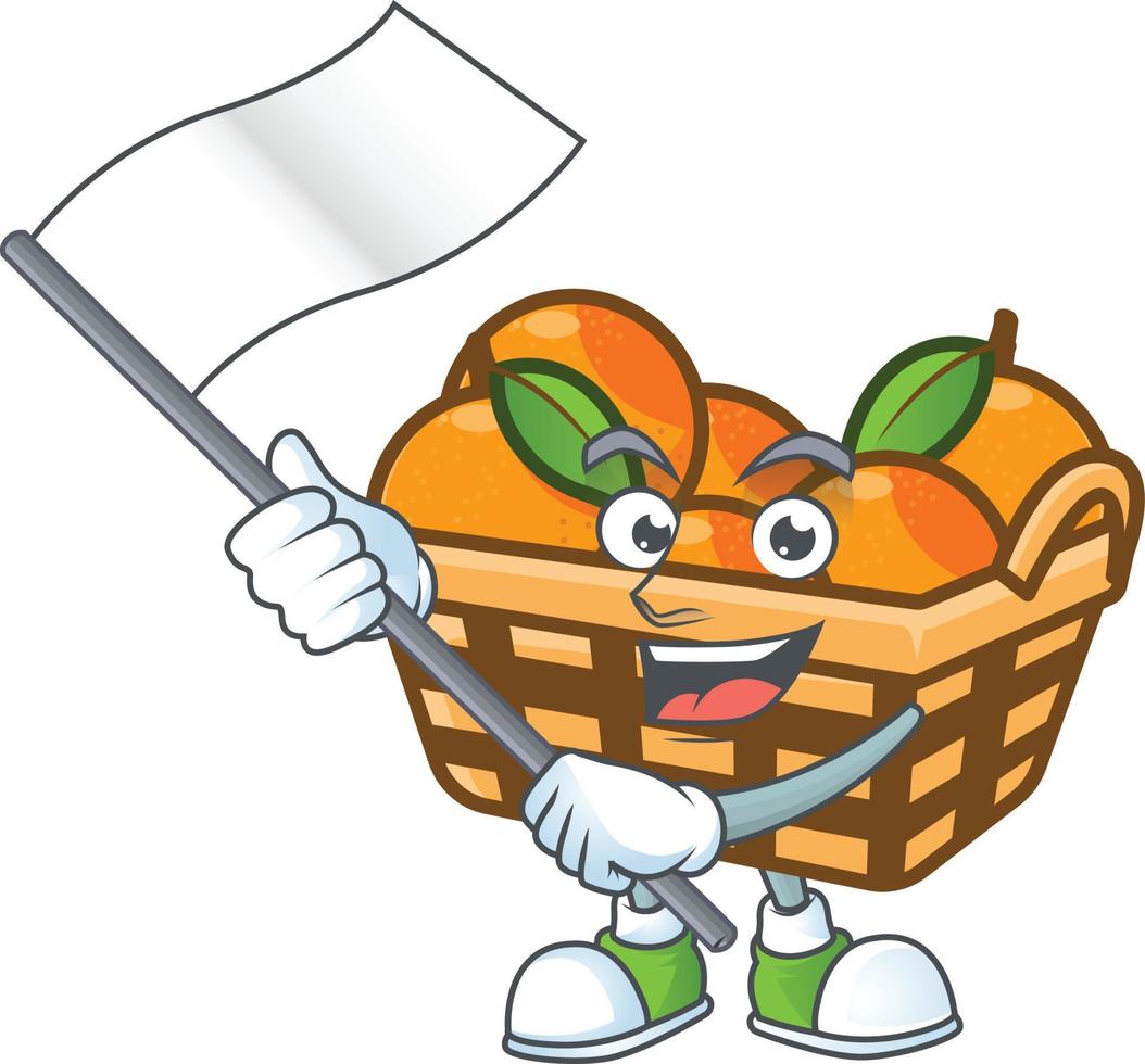 Basket oranges cartoon character style vector
