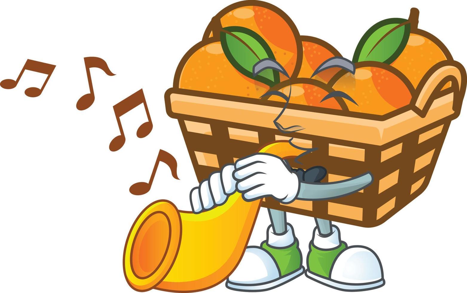 Basket oranges cartoon character style vector