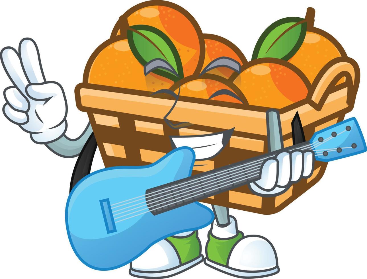Basket oranges cartoon character style vector
