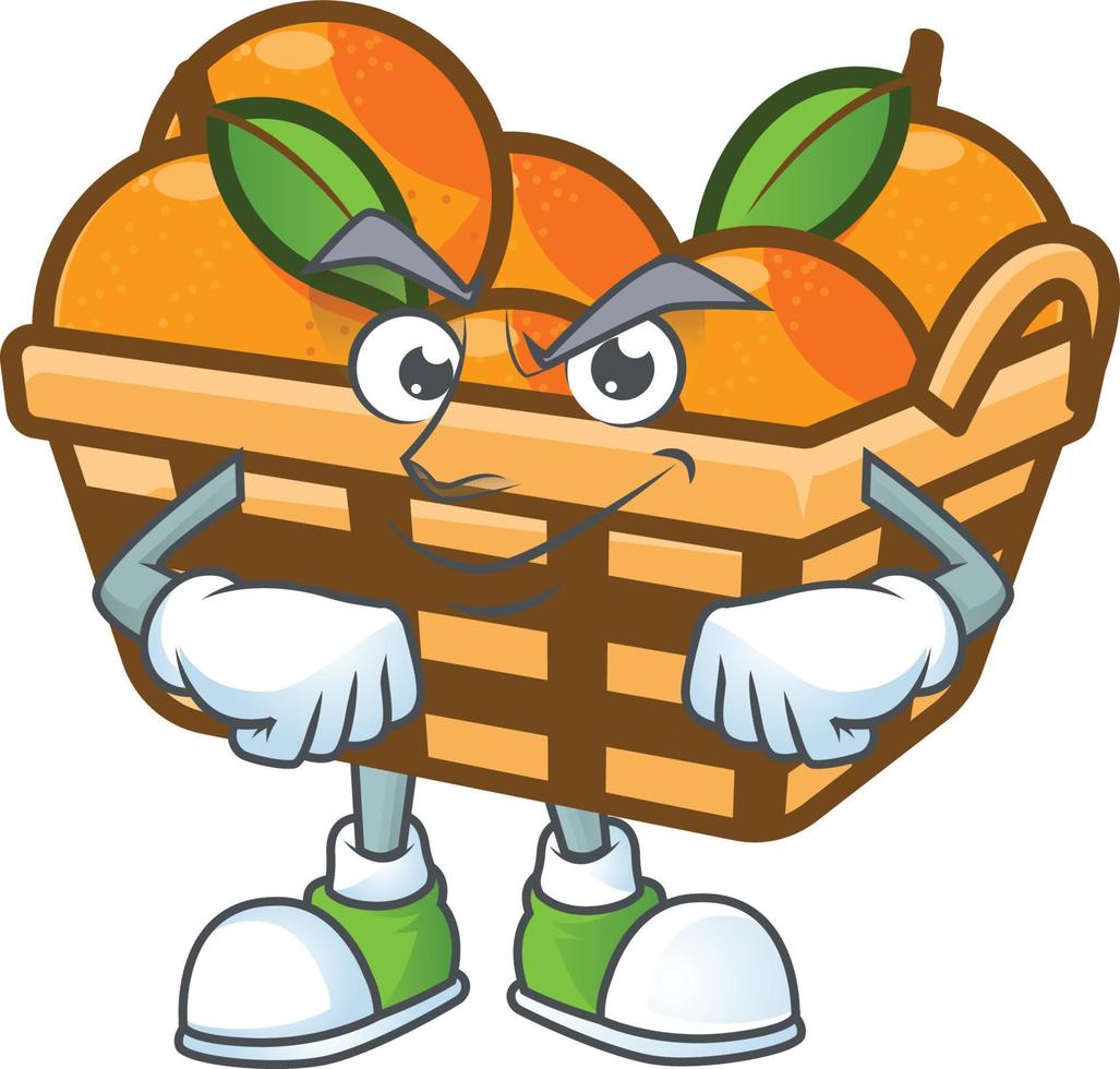 Basket oranges cartoon character style vector