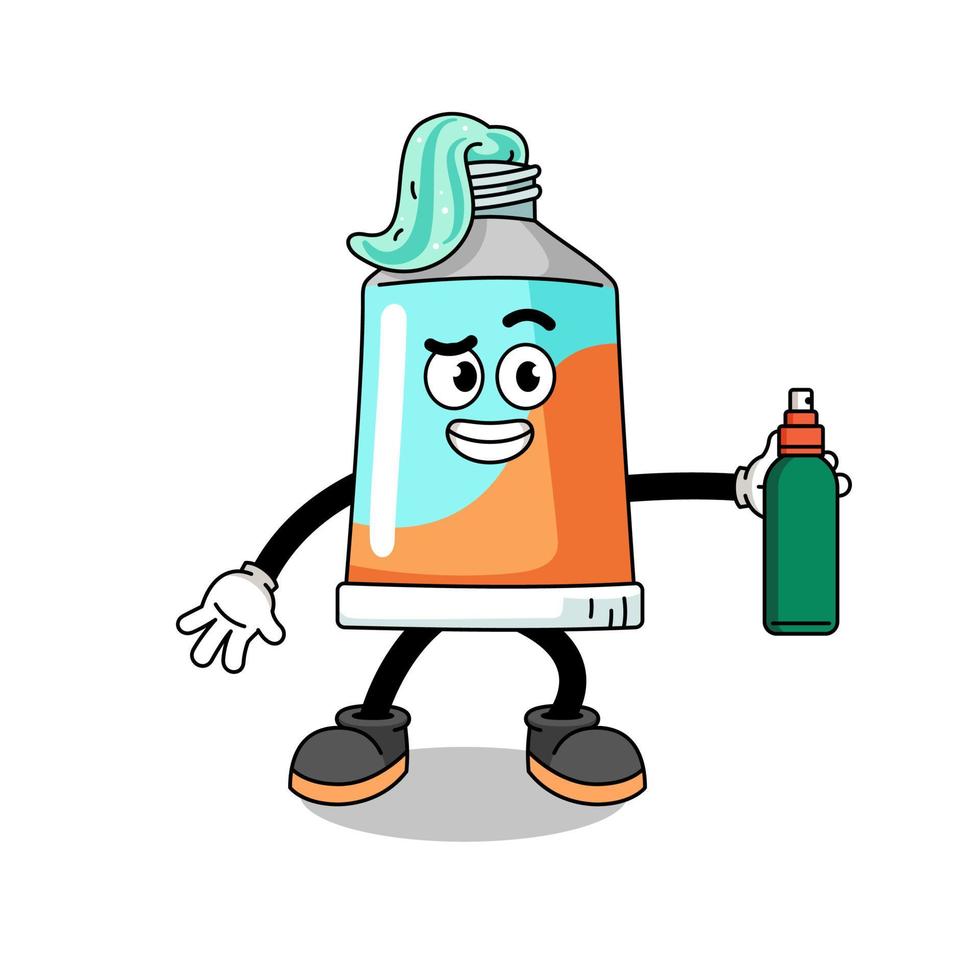 toothpaste illustration cartoon holding mosquito repellent vector