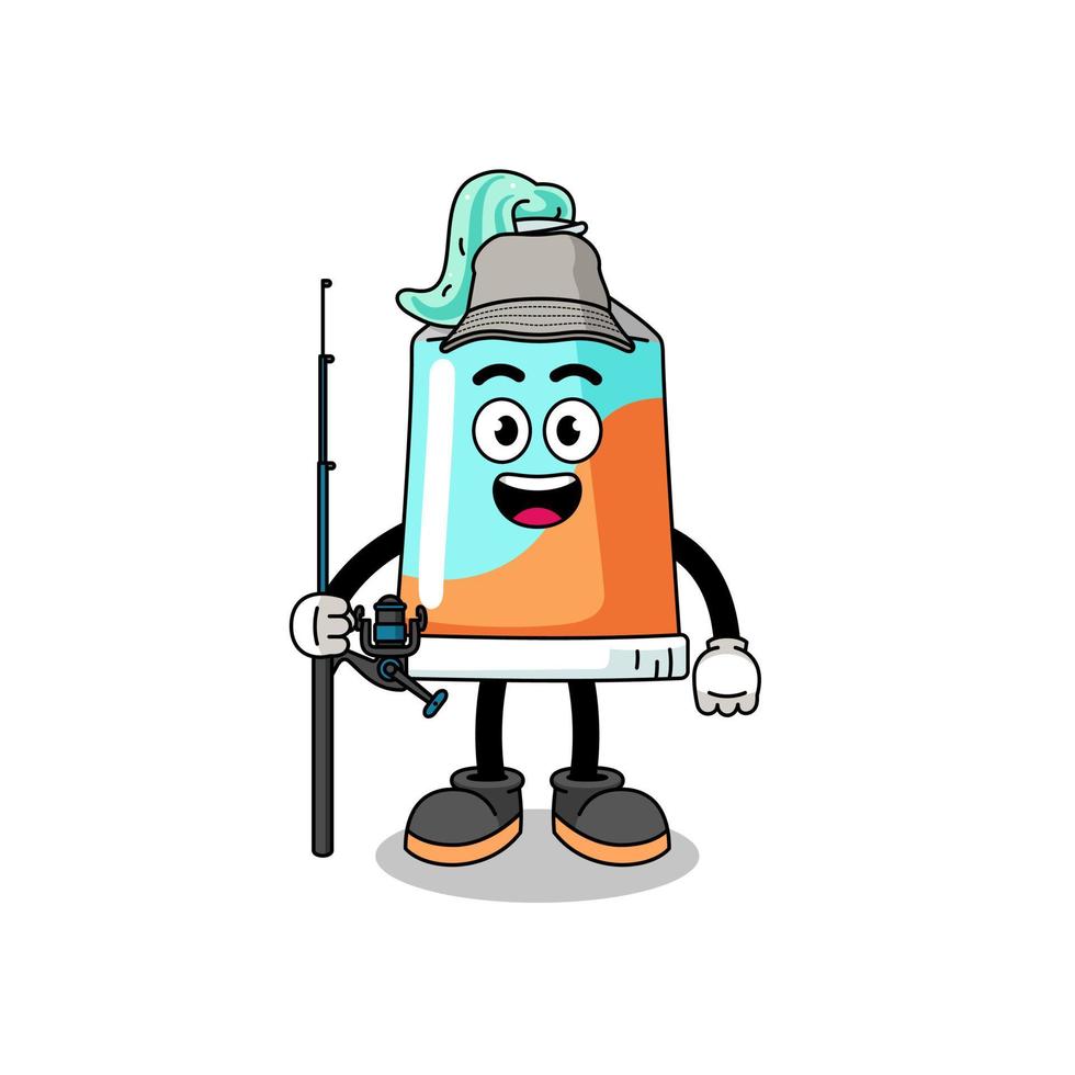 Mascot Illustration of toothpaste fisherman vector