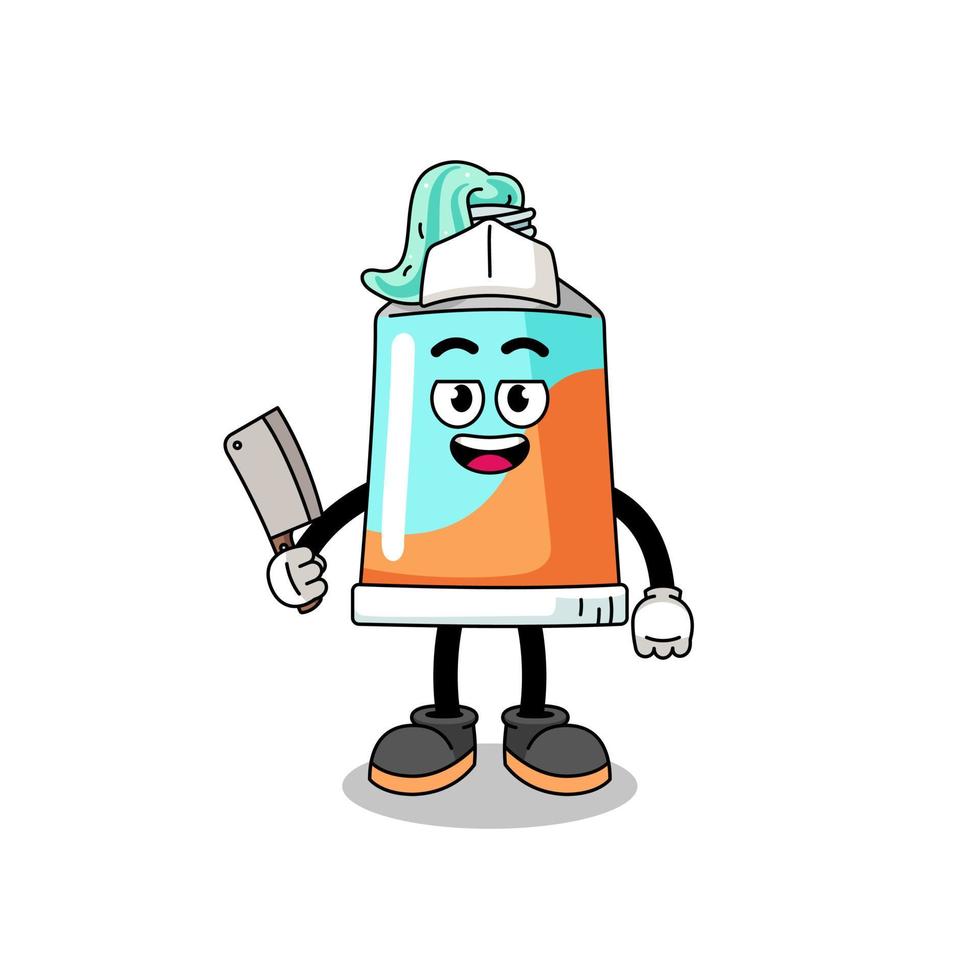Mascot of toothpaste as a butcher vector