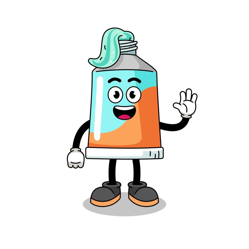 toothpaste cartoon doing wave hand gesture vector
