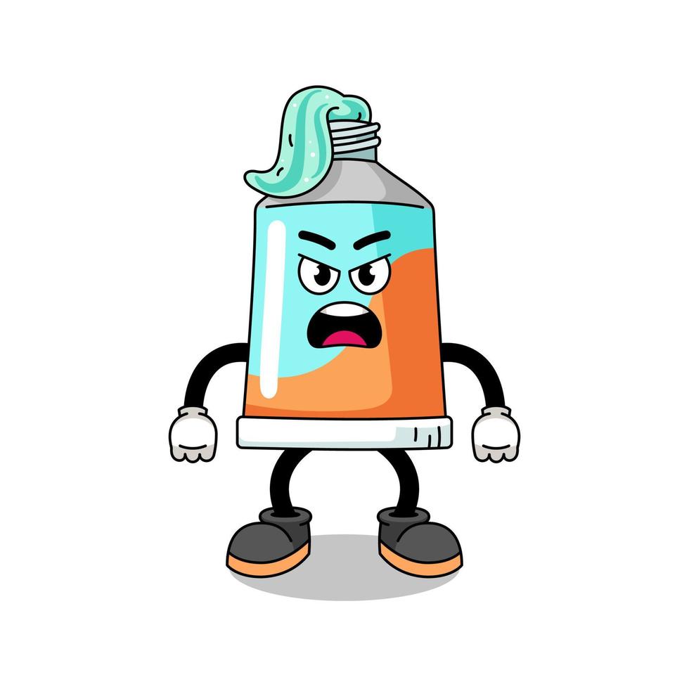 toothpaste cartoon illustration with angry expression vector