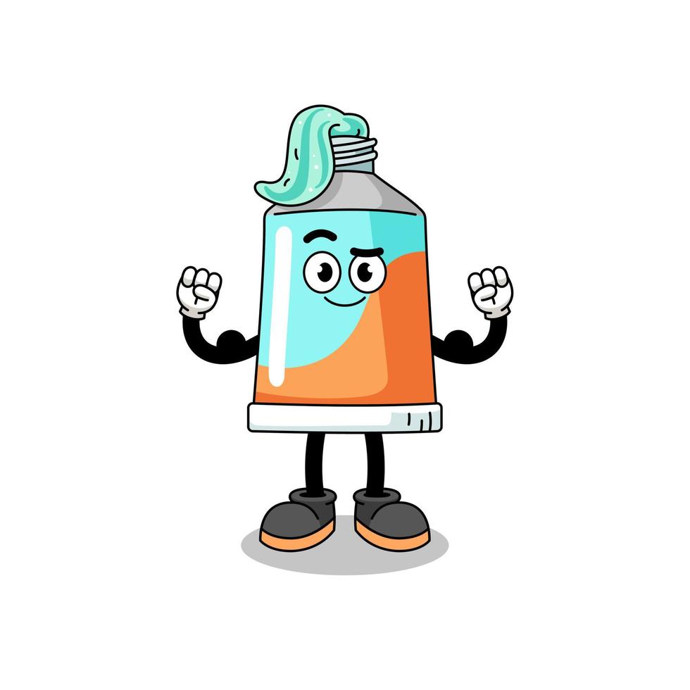 mascota dibujos animados de pasta dental posando con músculo vector