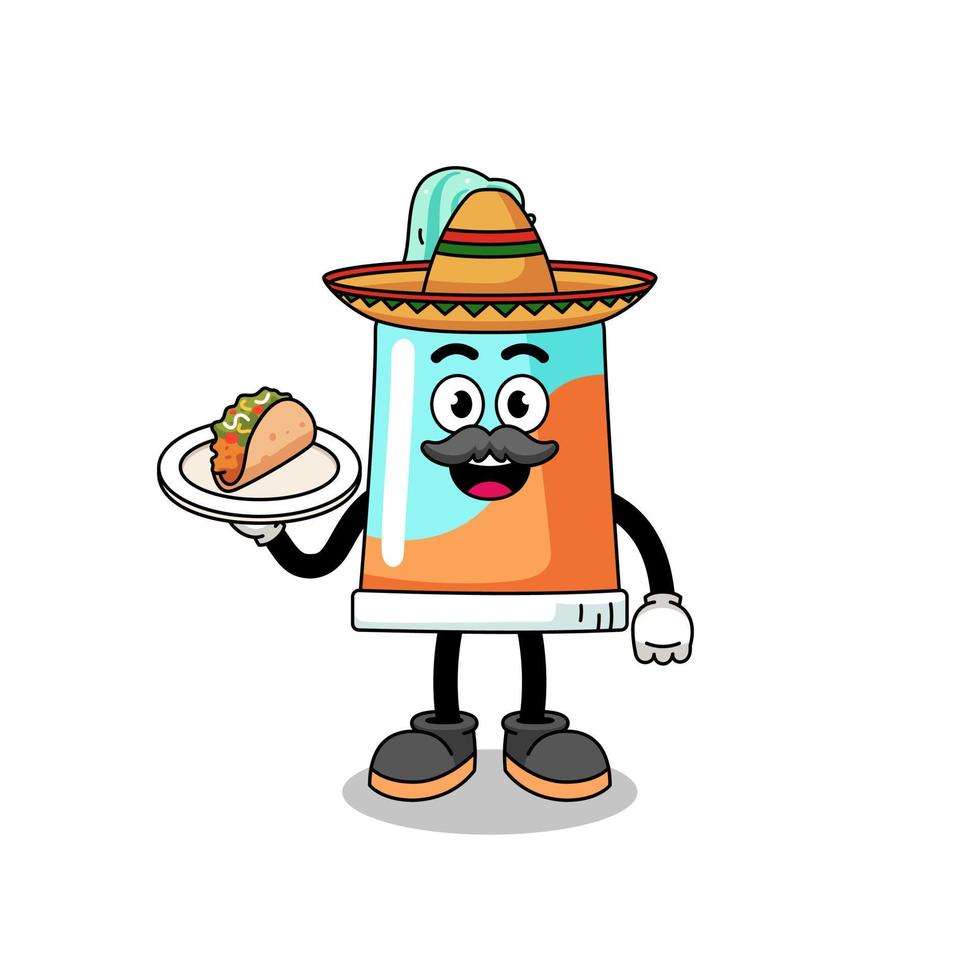 personaje dibujos animados de pasta dental como un mexicano cocinero vector