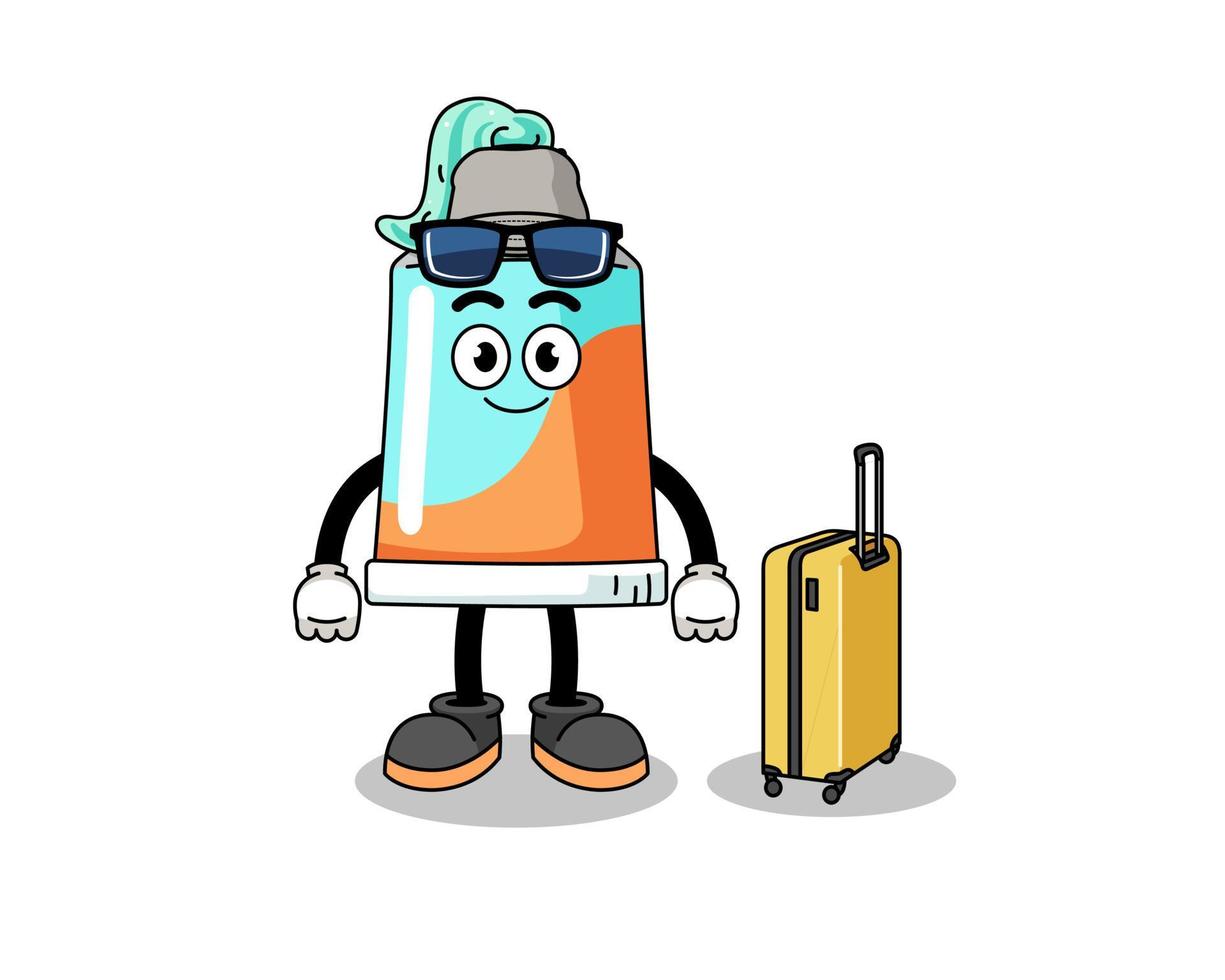 toothpaste mascot doing vacation vector