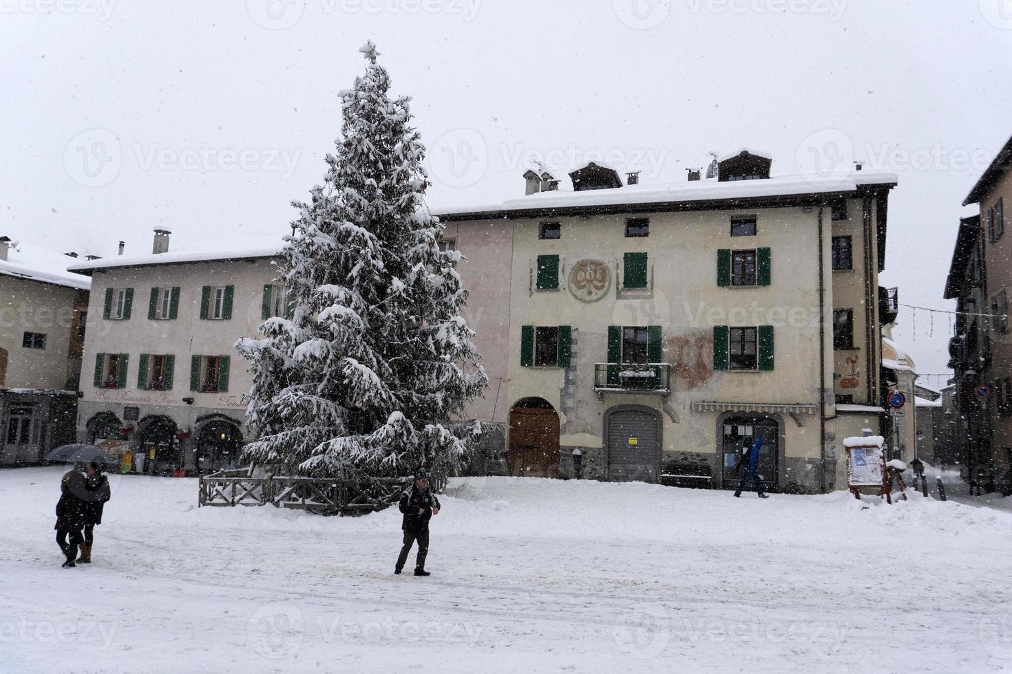 Bormio Medieval village Valtellina Italy under the snow in winter photo