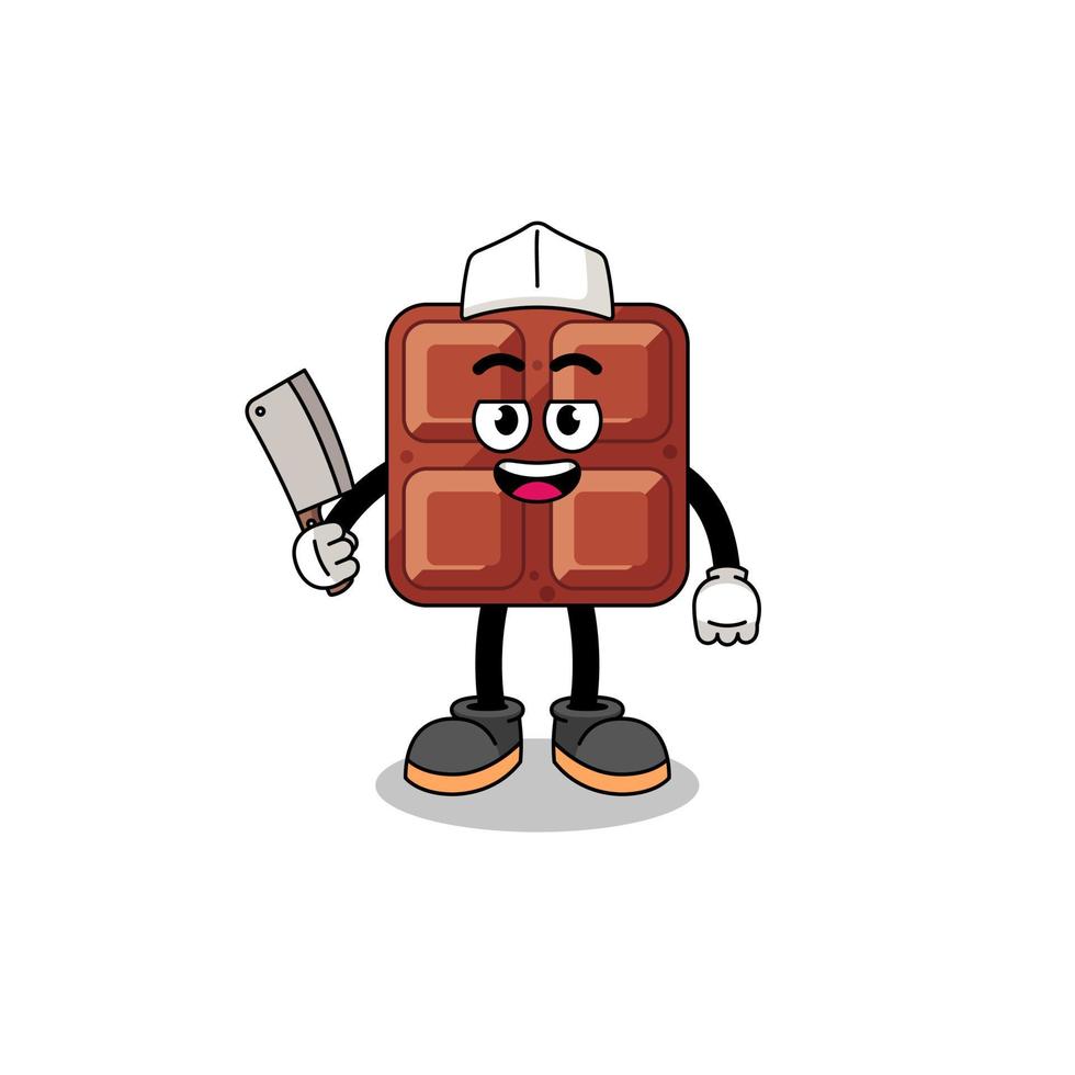 Mascot of chocolate bar as a butcher vector