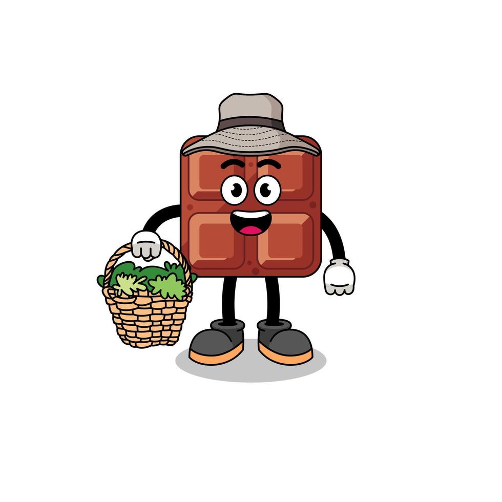 Character Illustration of chocolate bar as a herbalist vector