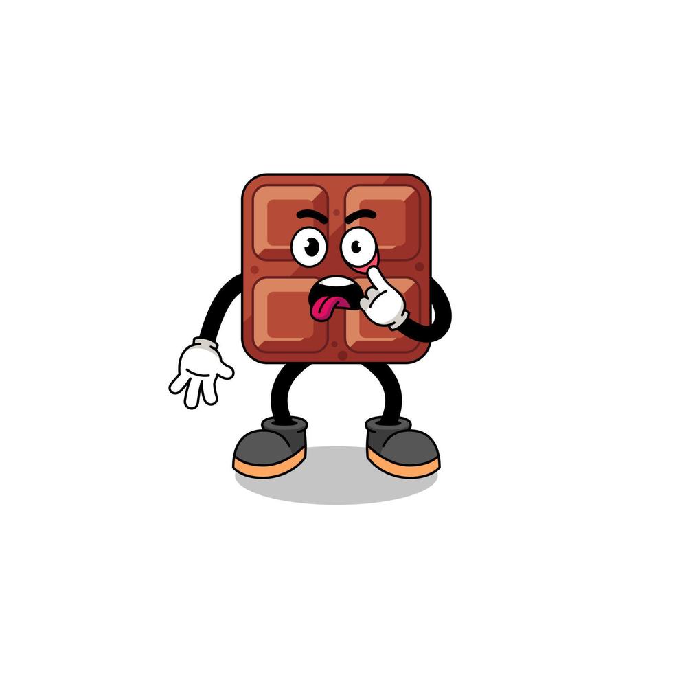 personaje ilustración de chocolate bar con lengua pega fuera vector