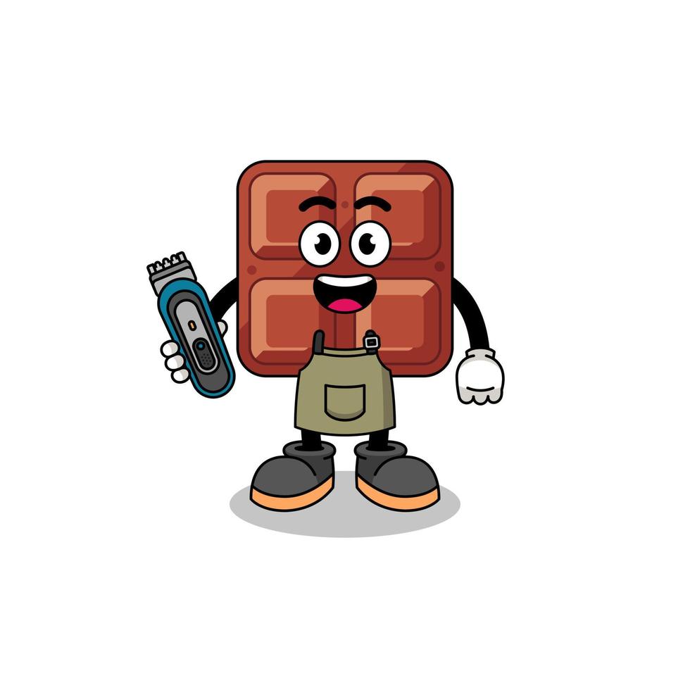 Cartoon Illustration of chocolate bar as a barber man vector