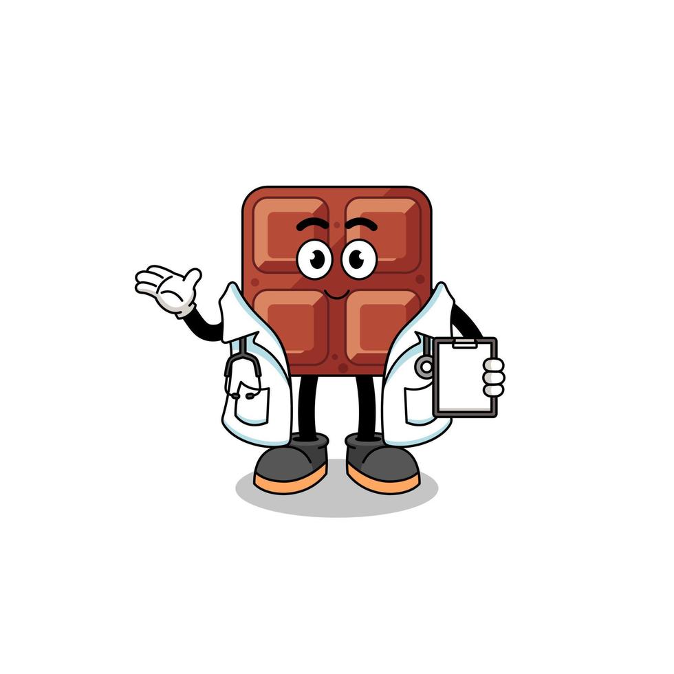 Cartoon mascot of chocolate bar doctor vector