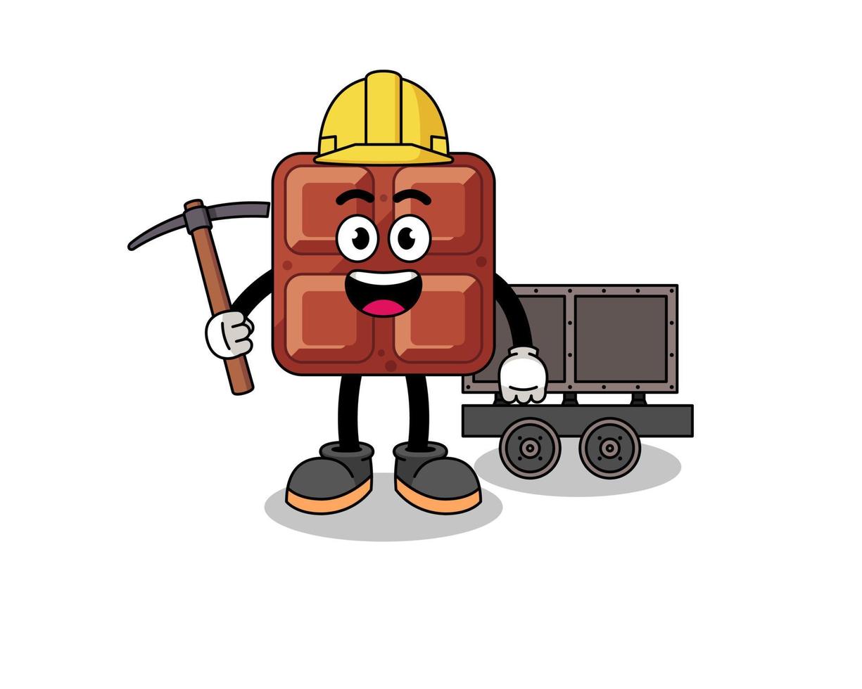 Mascot Illustration of chocolate bar miner vector