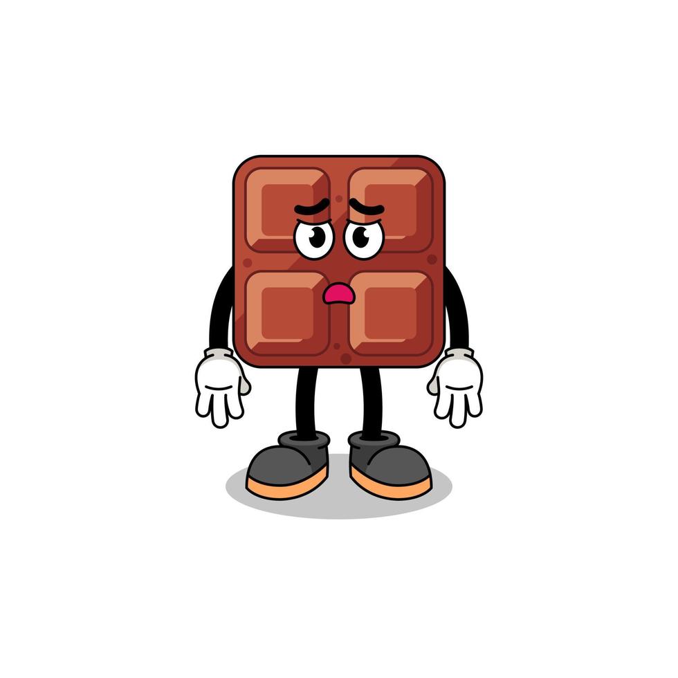 chocolate bar cartoon illustration with sad face vector