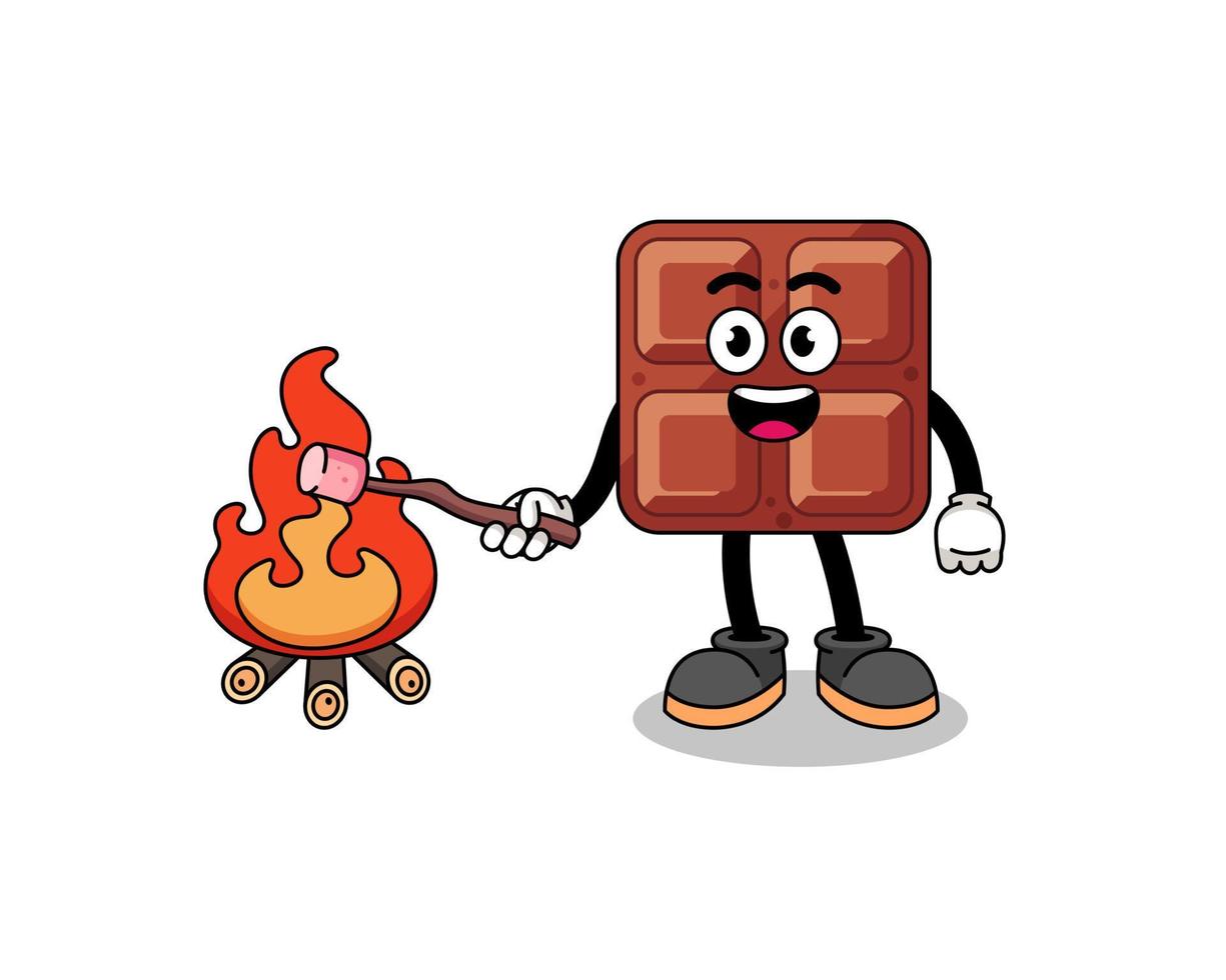 Illustration of chocolate bar burning a marshmallow vector