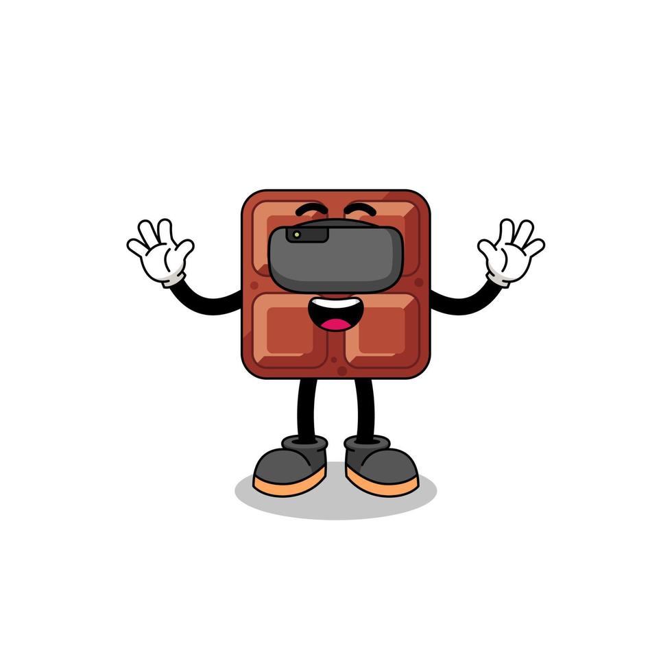 Illustration of chocolate bar with a vr headset vector